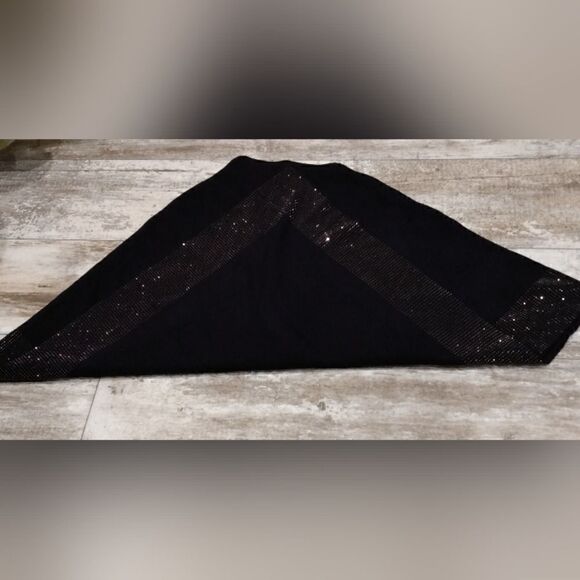 La Fiorentina Black Poncho with Embellished Border” - Picture 9 of 9